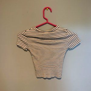 White and black striped crop top